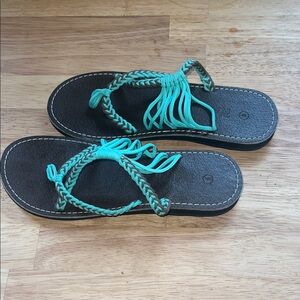 Stylish Braided Sandals in Teal